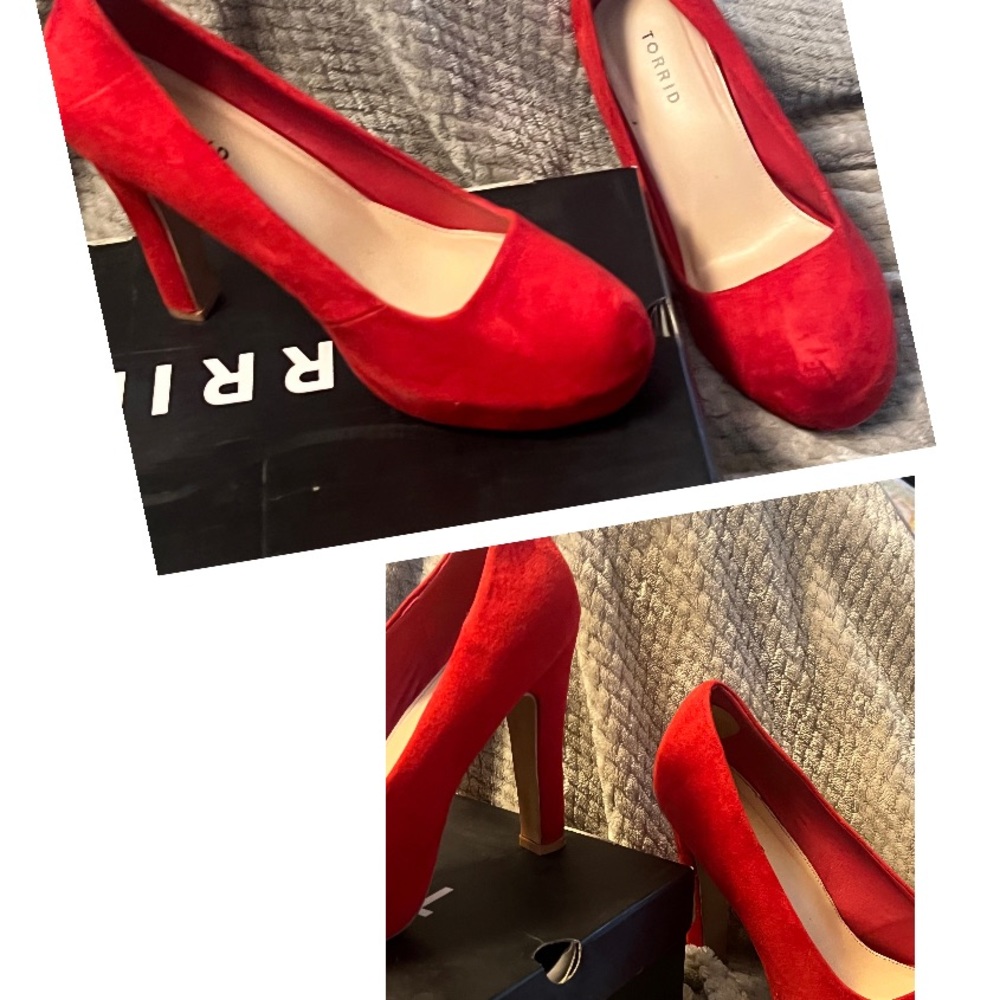 Torrid red, suede, platform, pumps super hot! Size 10W